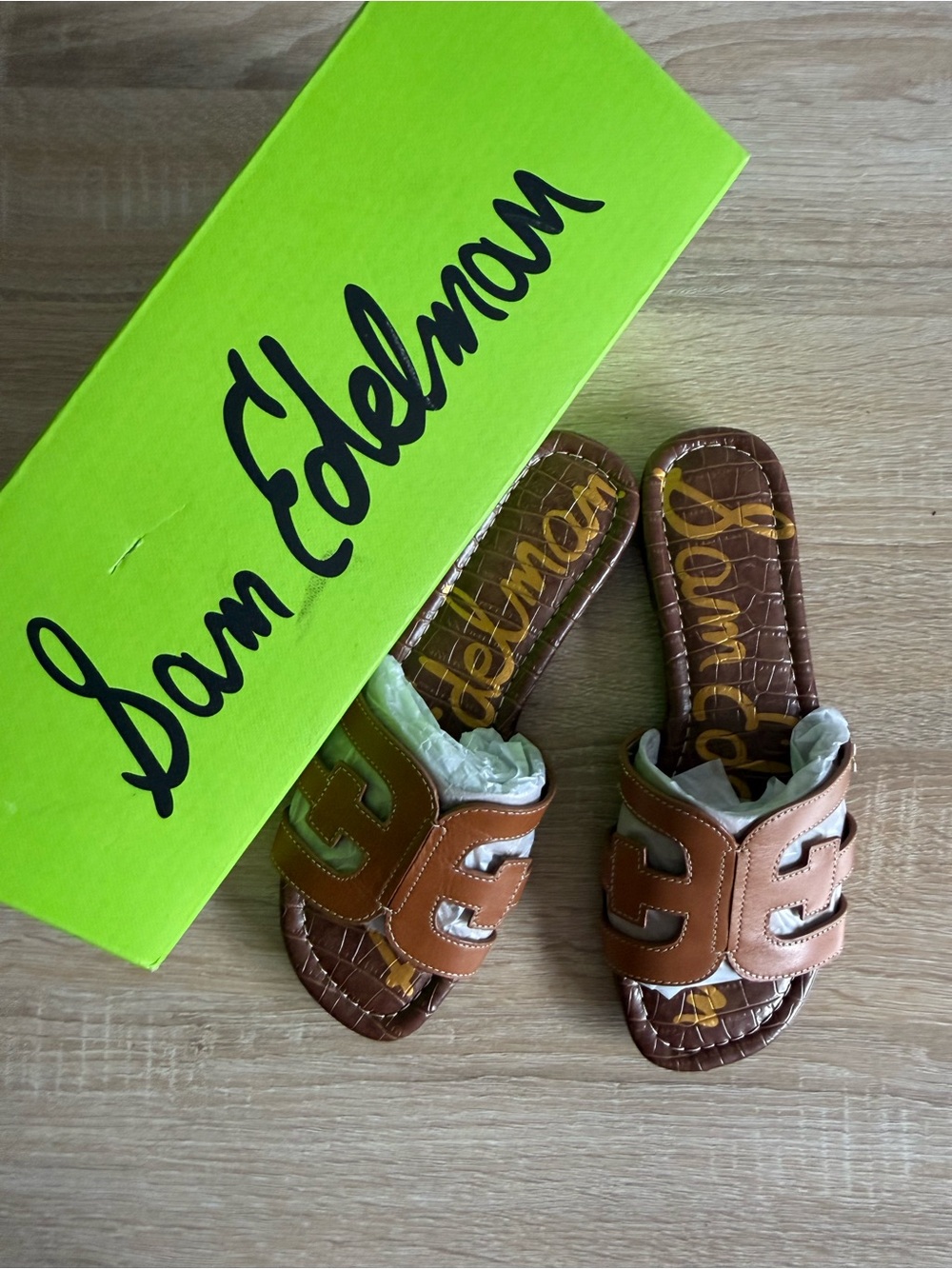 Sam Edelman Bay Slide Sandal Sz 5.5 in Saddle Leather NEW